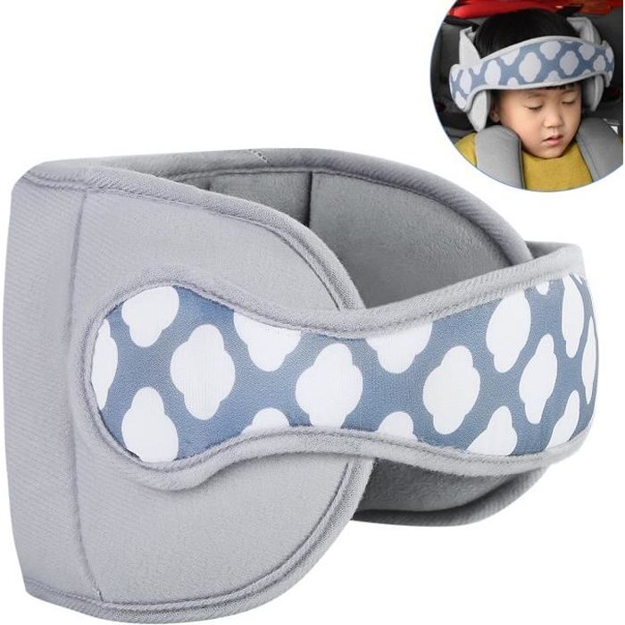 Siège d'auto pour enfant Aide au sommeil Support d'appui-tête pour enfant Ceinture de sécurité (gris imprimé)