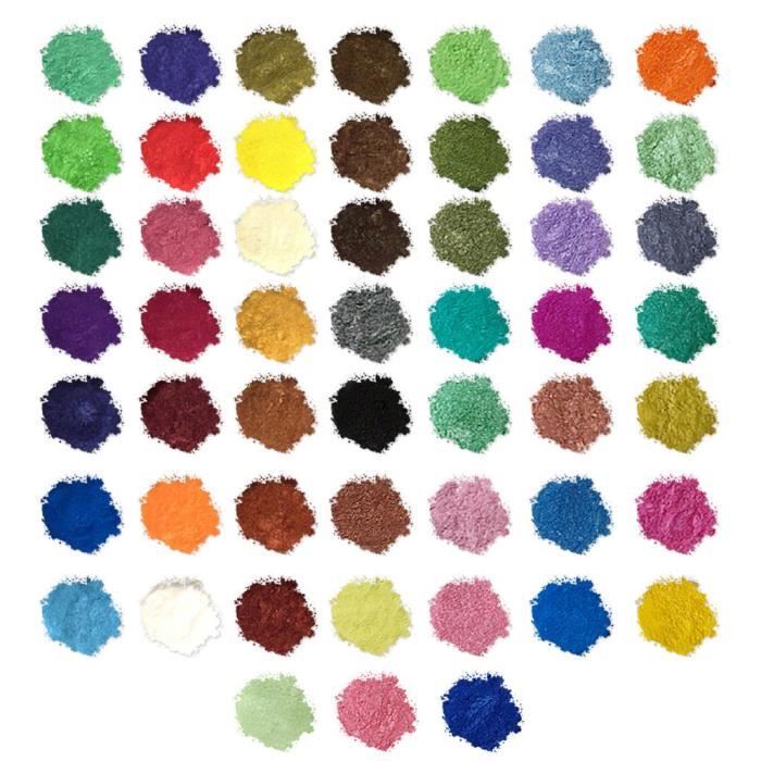 52 couleurs mica poudre nacrée pigment résine colorant sans danger pour la peau bricolage résine artisanat