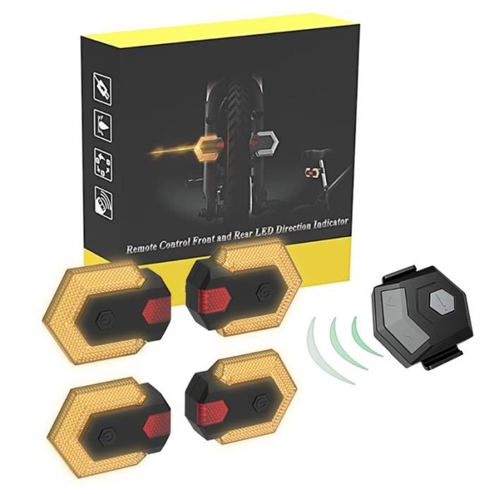 1 jeu de clignotants de vélo avant arrière feu avertissement de cyclisme LED feu arrière télécommande sans fil intelligente