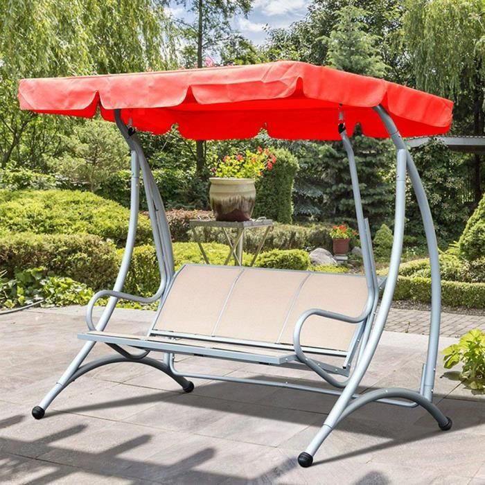 @EXE Toit Balancelle Toit de Rechange pour Balancelle Balançoire en Tissu Polyester Imperméable - 190*132*15cm (ROUGE)