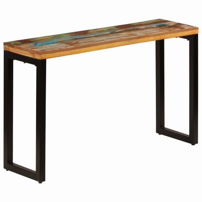 Table console extensible Table d’Appoint Table d'entrée contemporain 120x35x76 cm Bois de récupération solide et acier