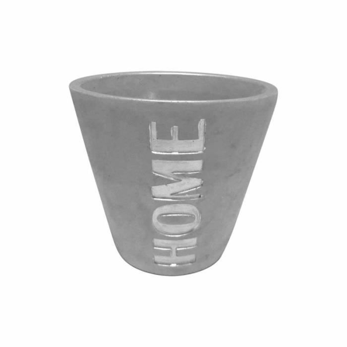 Cache Pot Effet Béton -home- 13cm Argent - Paris Prix