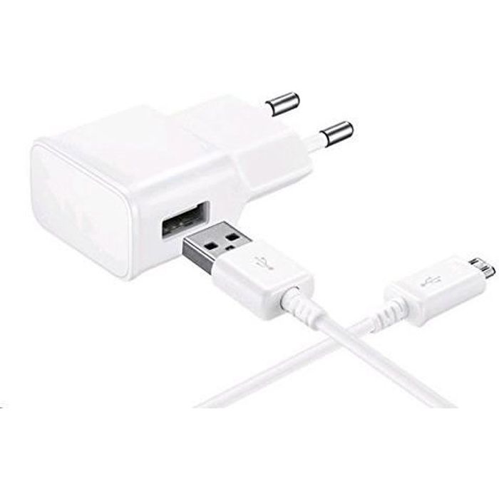 [Compatible Samsung Galaxy S3-S4-S5-S6-S7-MINI-EDGE] Cable USB 1 Metre + Chargeur Secteur Blanc [Phonillico®]