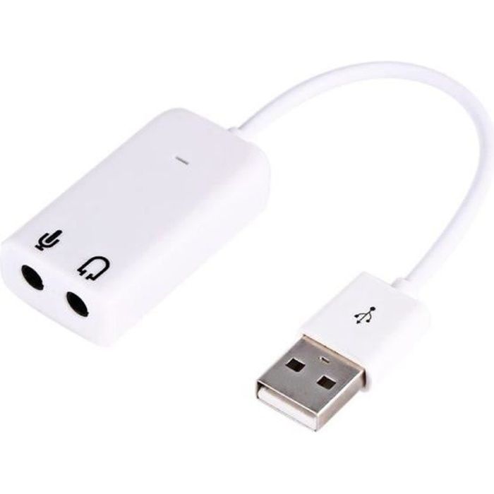 Carte son USB externe 7.1 - Son 3D dynamique 12 Mbp - PC Mac - USB - Blanc