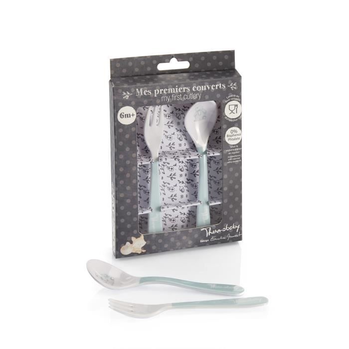 THERMOBABY 2 couverts ergonomiques - Bleu myosotis