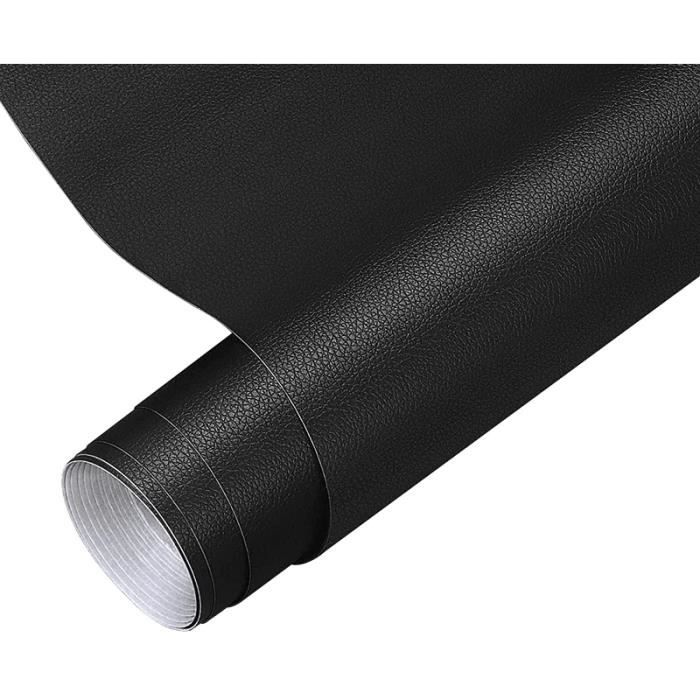 Simili Cuir Autocollant 40 x 150 cm, Kit Reparation Cuir pour Canapés, Sièges de voiture, Meubles - Noir