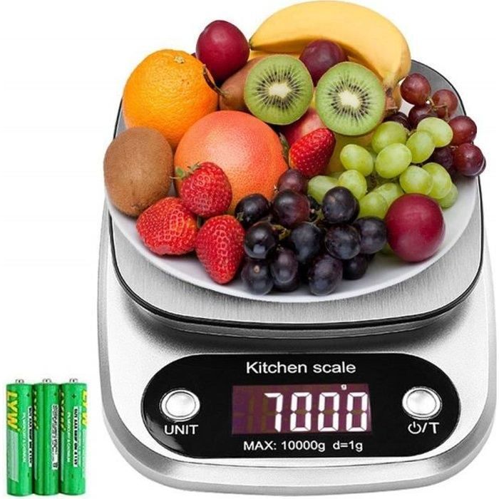 Balance de Cuisine 10kg/1g Electronique Haute Précision Domsique Aliment Grand Écran LCD pour Câteau/Tarte/Biscuit Professionnelle