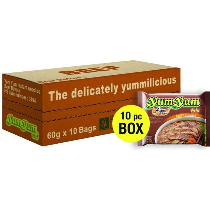 Nouilles Instantanées Saveur de Boeuf 10pcs x 60 g