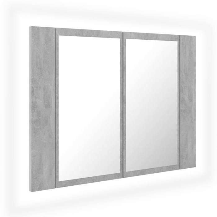 Armoire de salle de bain à miroir 60 x 12 x 45 cm led gris Armoire de salle de bain à miroir 60 x 12 x 45 cm led gris