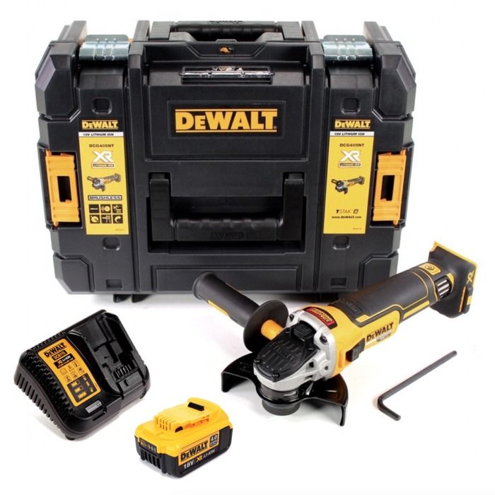 DeWalt DCG 405 M1 18 V 125 mm Meuleuse sans fil Brushless avec boîtier TStak + 1x Batterie 4 0 Ah + Chargeur
