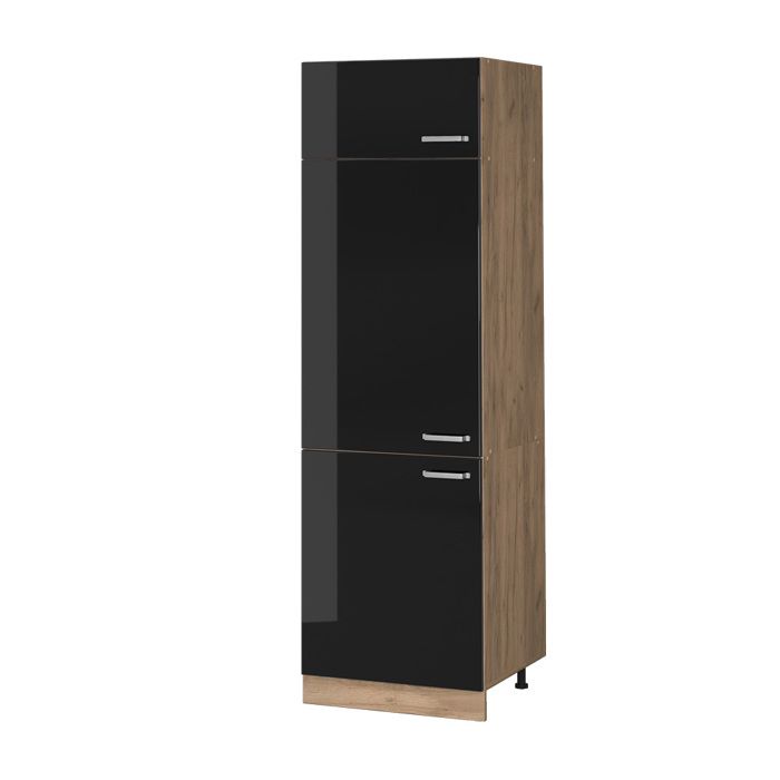 Armoire pour frigo R-Line 60cm Noir Haute brillance/Chêne de force doré Vicco 41118