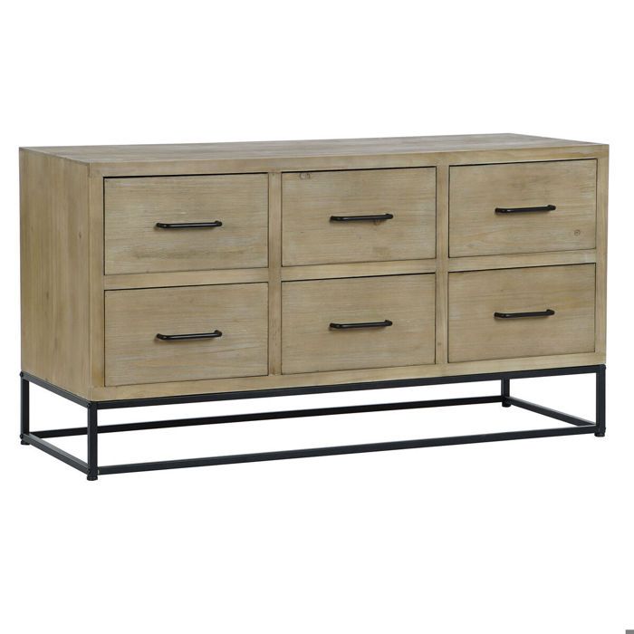 Buffet - DKD Home Decor - Métal et Bois MDF - Noir et Naturel - Meuble de Séjour - Adulte Buffet - DKD Home Decor - Métal et Bois MDF - Noir et Naturel - Meuble de Séjour - Adulte