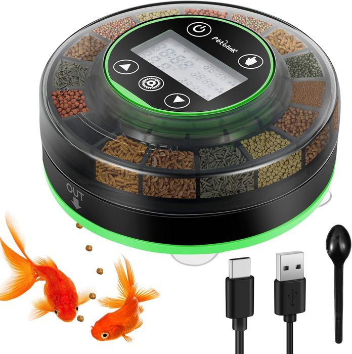 Comparer les prix de mangeoire Automatique pour Poissons d'aquarium,Distributeur Automatique de Nourriture avec minuterie,minuterie Rechargeable