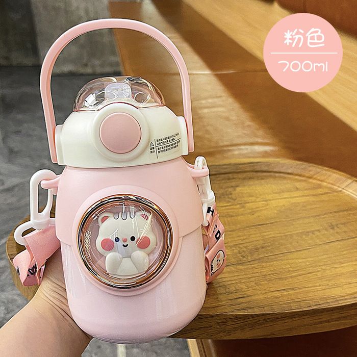 Gourde tasse thermos en acier inoxydable verres pour enfants tasse thermos 700ml rose(sans autocollant 3D)