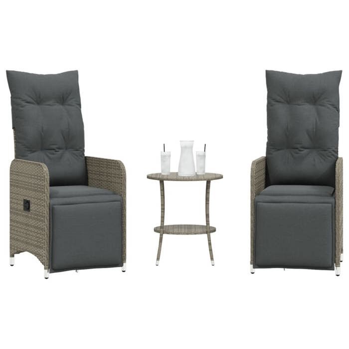 vidaXL Chaises inclinables de jardin lot de 2 et table résine tressée chaise de jardin fauteuil chaise inclinable siège 365707