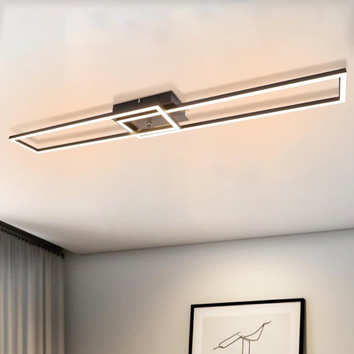 Homefire Plafonnier LED Plafonnier Salon - 32W Blanc Chaud Lampe de Chambre Noir Lampe de Salon Moderne 3000K Lampe de Cuisine