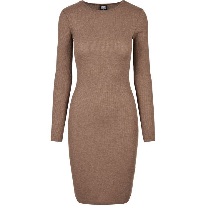 Robe en maille côtelée satinée in Marron | JOSEPH FR