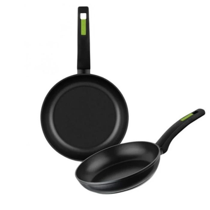 MONIX Green Lot de 2 poêles 20-24 cm en aluminium forgé antiadhésives sans PFOA tous feux dont induction
