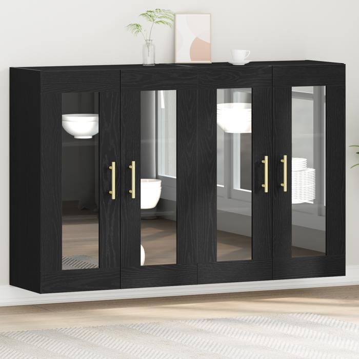 Luxueux Best* Lot de 2 Placard Cuisine Suspendu/ Armoires murales - FAFA - Chêne noir 69 5x34x90 cm Bois dingénierie Juin87473796