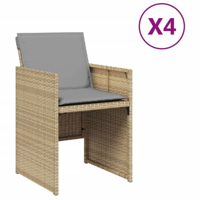 (SOLDES JUILLET)Chaises de jardin avec coussins 4 PCS - UU - Scandinave Fauteuil salon - mélange beige FR14007441