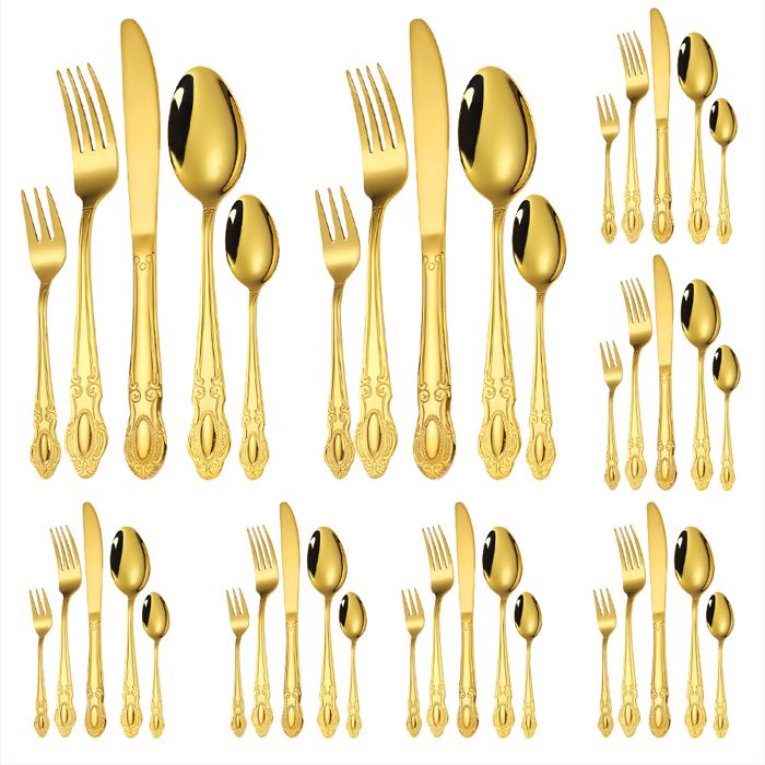 Ensemble de couverts 40 pièces - HOME SAFETY - Rétro royal - Inox - Poignée délicatement gravée - Compatible lave-vaisselle