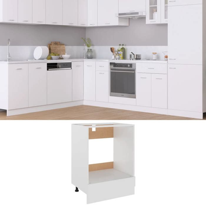 Meuble Bas Four Tomostar Kalmar Gris Béton - Armoire Cuisine Bois Ingénierie 60x46x81,5 Cm