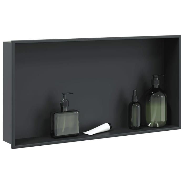 (ON SALE)Niche de Douche - Niche Salle de Bain noir mat 62x32x9 cm acier inoxydable EU376560