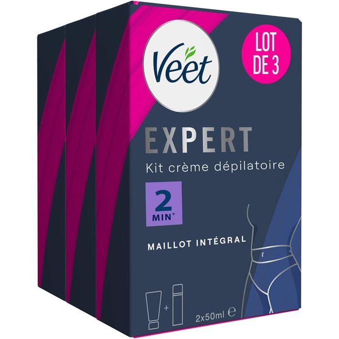 Veet Expert - Lot de 3 Crèmes Dépilatoires 2x50 ml - Maillot (3x 2 tube de 50ml)