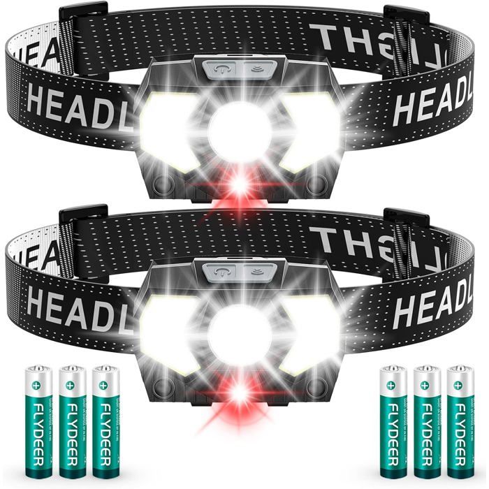 Lampe Frontale LEDHigh Lumens Torche Frontale PuissantePiles ComprennentMultiples Modes DéclairageIPX5 Étanche pour Camping