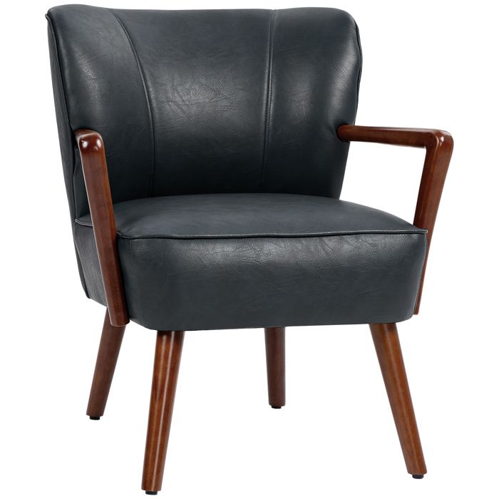 chaise rembourrée chaise longue avec accoudoirs rembourrée pieds en bois cuir écologique chaise daccent élégante pour salon