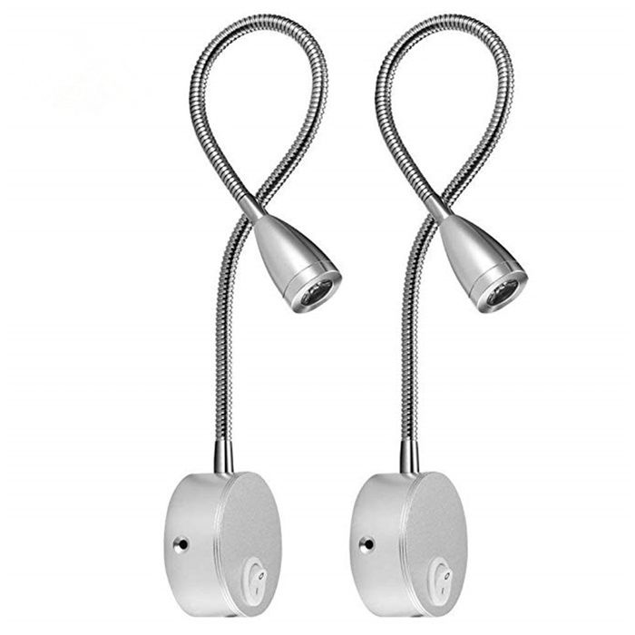 Lampe chevet murale 2 lumières : col cygne 3W 3000K blanc chaud lampe lecture chambre/bureau