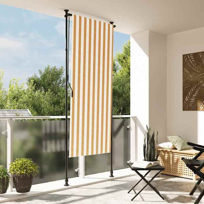 Vidaxl Store roulant dextérieur - Orange et blanc - 120x270cm - Tissu - vue 2