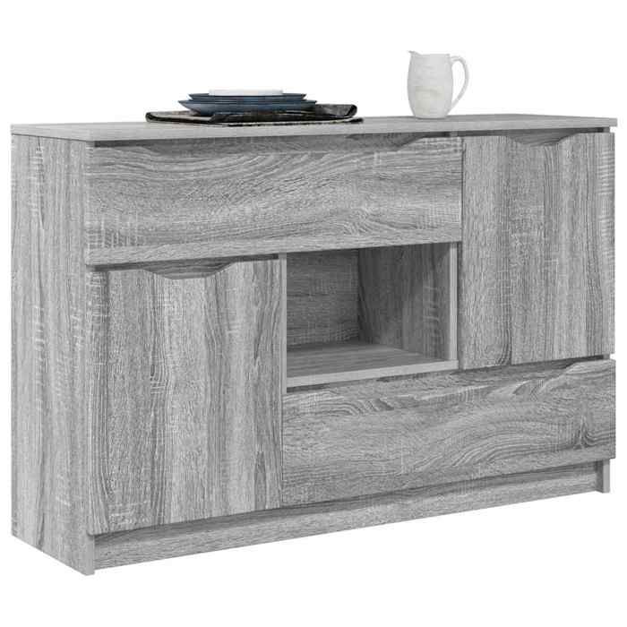 BEL-ACHAT* Buffet - Bahut Meuble Enfilade - Fonction daffichage Gris Sonoma 100x30x65 6 Bois dingénierie Prom47238715