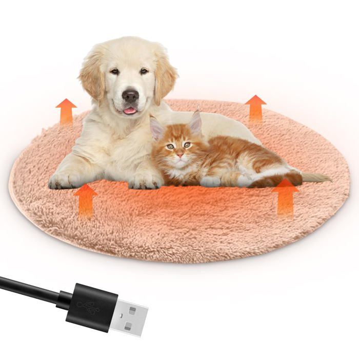 Comparer les prix de Tapis chauffant pour chiens et chats 40 x 40 cm tapis chauffant intérieur avec chargement USB 28 ℃ chauffant constante (Beige)
