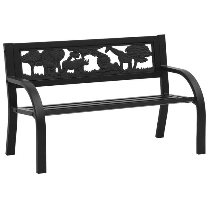 SALE 2026 Banc de jardin Noir - Banc de jardin pour enfants 86cm acier PRO866514449