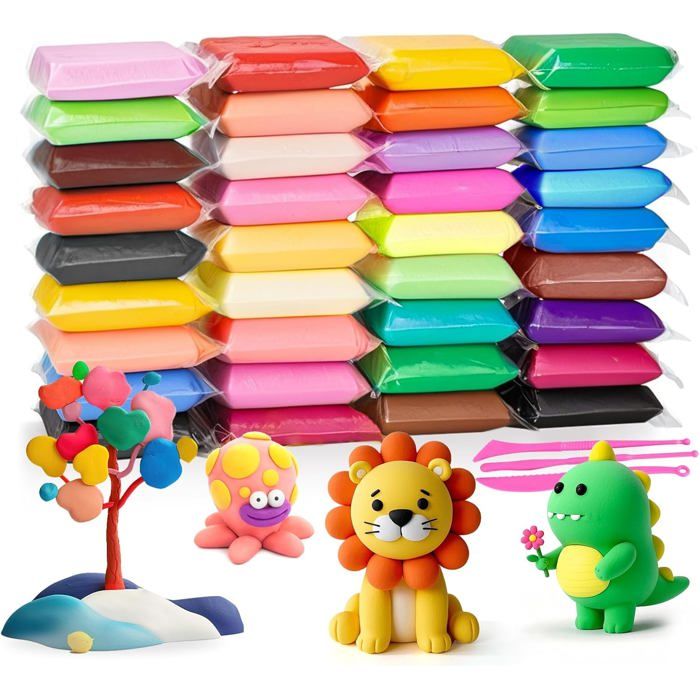 Kit D’argile Autodurcissante 76 Couleurs – Pâte à Modeler Créative Sans Cuisson, Cadeau Idéal Pour Enfants De 3 à 12 Ans (garçons Et Filles)