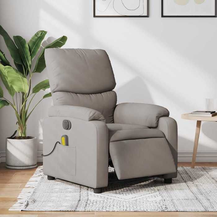 NEW 2026 Fauteuil Massant inclinable - Chaise simple - Multifonctionnel - électrique Taupe Tissu 75x99x99 cm L3305