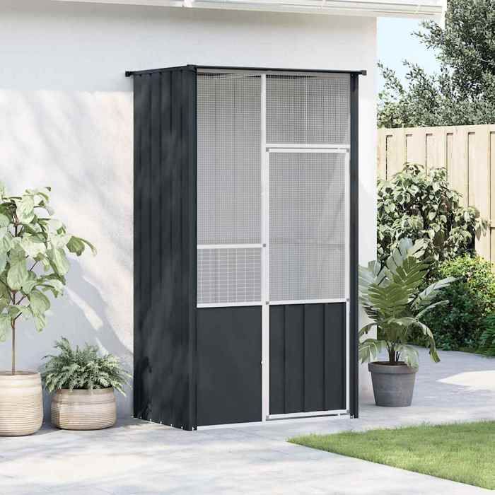 NEUF®VOLIÈRE - CAGE OISEAU - ROBUST - Cage à oiseaux - anthracite 115x78x200cm - Acier galvanisé FR6093684