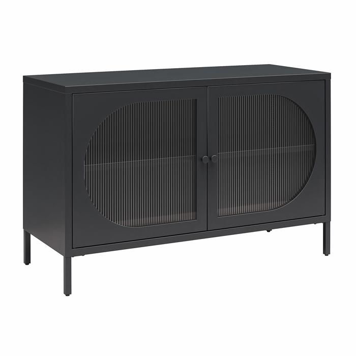 Luna - Vitrine Avec 2 Portes Vitrées En Métal Noir
