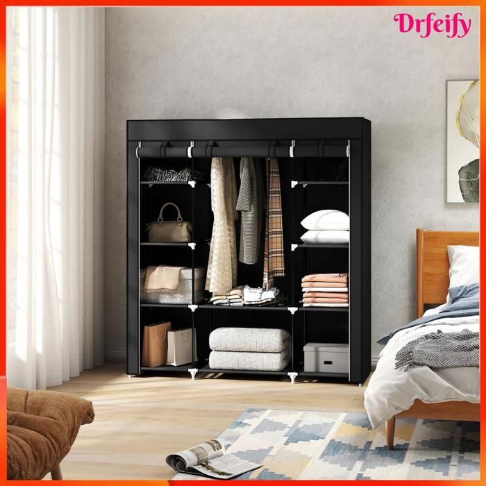 Armoire de rangement pliable - AKOZON - 11247 - 10 étagères - Tringle haute - 150x43x162 5 cm
