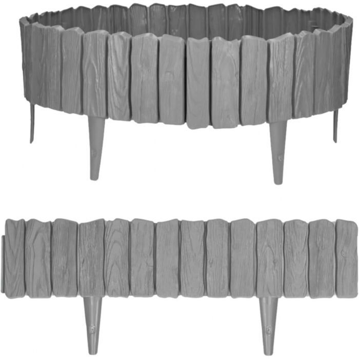 Bordure de jardin - PZCC - PZCC - Effet pierre - 24x10 cm (tuteur 13 cm) - Lot de 20 (couvre 5 m)