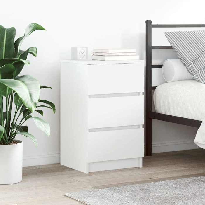 2pcs Armoires de chevet - Magnifique Blanc Tables de chevet avec 3 tiroirs - Montage facile - blanc 39x35x65cm CL2136968