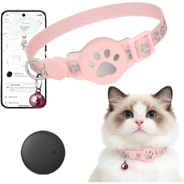 Collier GPS Chat GPS Chat Tracker avec iOS & Android Sans Carte SIM & Abonnement Localisation en Temps Réel ImperméableRose