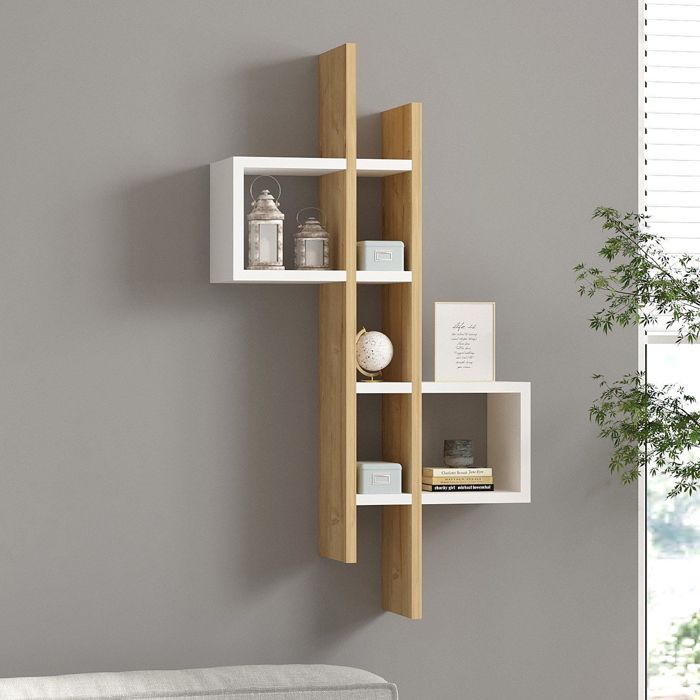 Étagère Cupello Dmora bois mélaminé blanc 54x20x108h cm Étagère Cupello Dmora bois mélaminé blanc 54x20x108h cm