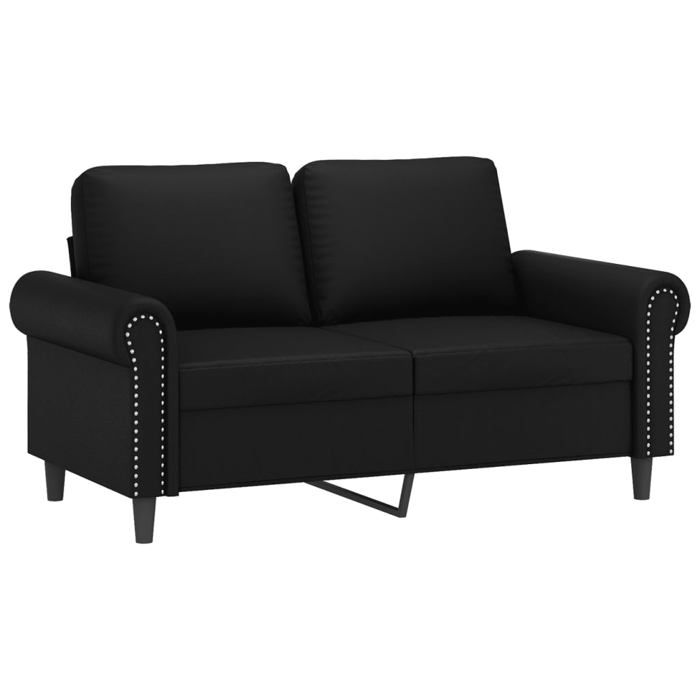 Noir SOFA - Moderne - Canapé 2 places - contemporain - avec oreillers décoratifs noir 120cm similicuir C1274