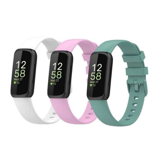 Bracelets pour Fitbit Inspire 3 Silicone Bracelet de Montres Remplacement Bracelet Compatible avec Fitbit Inspire 3 (L Blanc+Pou