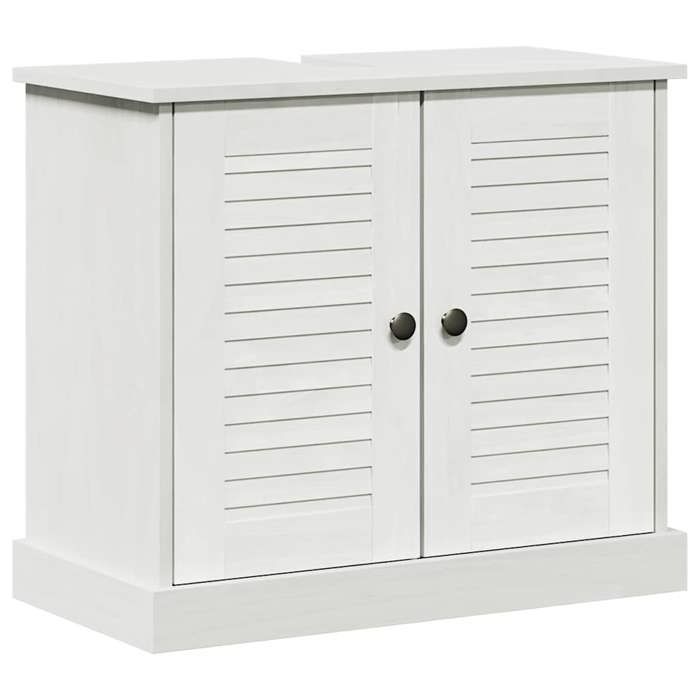 Meuble sous évier VIGO - vidaXL - bois de mangue massif - blanc et blanc - blanc et blanc antique - 2 portes - 2 étagères 333ruf59s