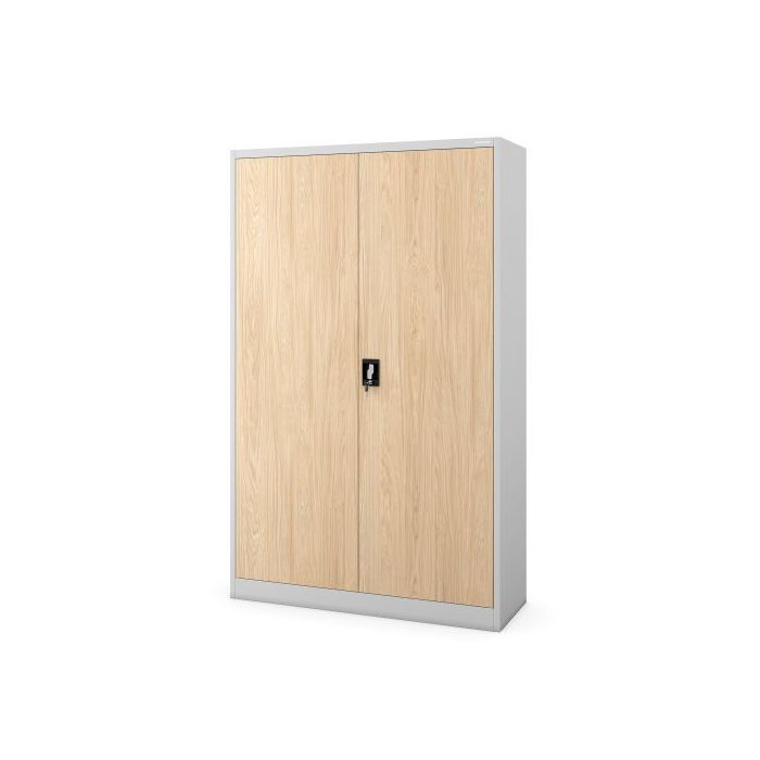 Armoire de bureau métallique pour dossiers gris / chêne Sonoma : Eco Design JAN II 1150 x 1850 x 400 mm