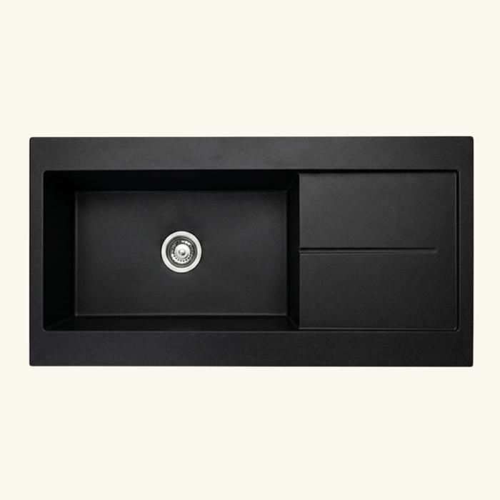 Évier granit noir ALBA 1 très grand bac 1 égouttoir 520x1160 Évier granit noir ALBA 1 très grand bac 1 égouttoir 520x1160