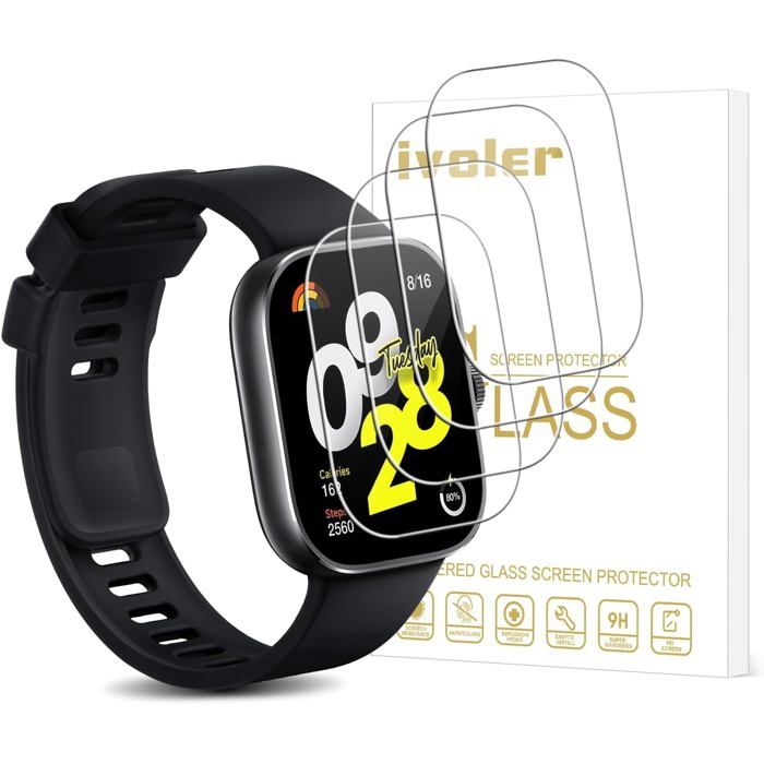 Lot de 4 Film Protection écran en Verre Trempé pour Xiaomi Redmi Watch 4 Ultra Résistant Dureté 9H Glass Anti Rayures HD Transparent